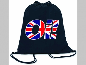 British Oi! ľahké sťahovacie vrecko ( batôžtek / vak ) s čiernou šnúrkou, 100% bavlna 100 g/m2, rozmery cca. 37 x 41 cm